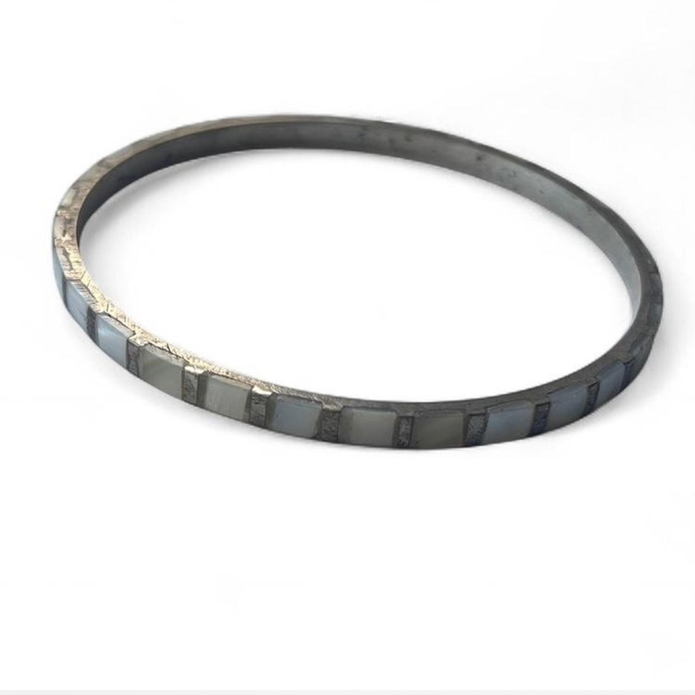 Elegant Silver and Gray Bangle Bracelet